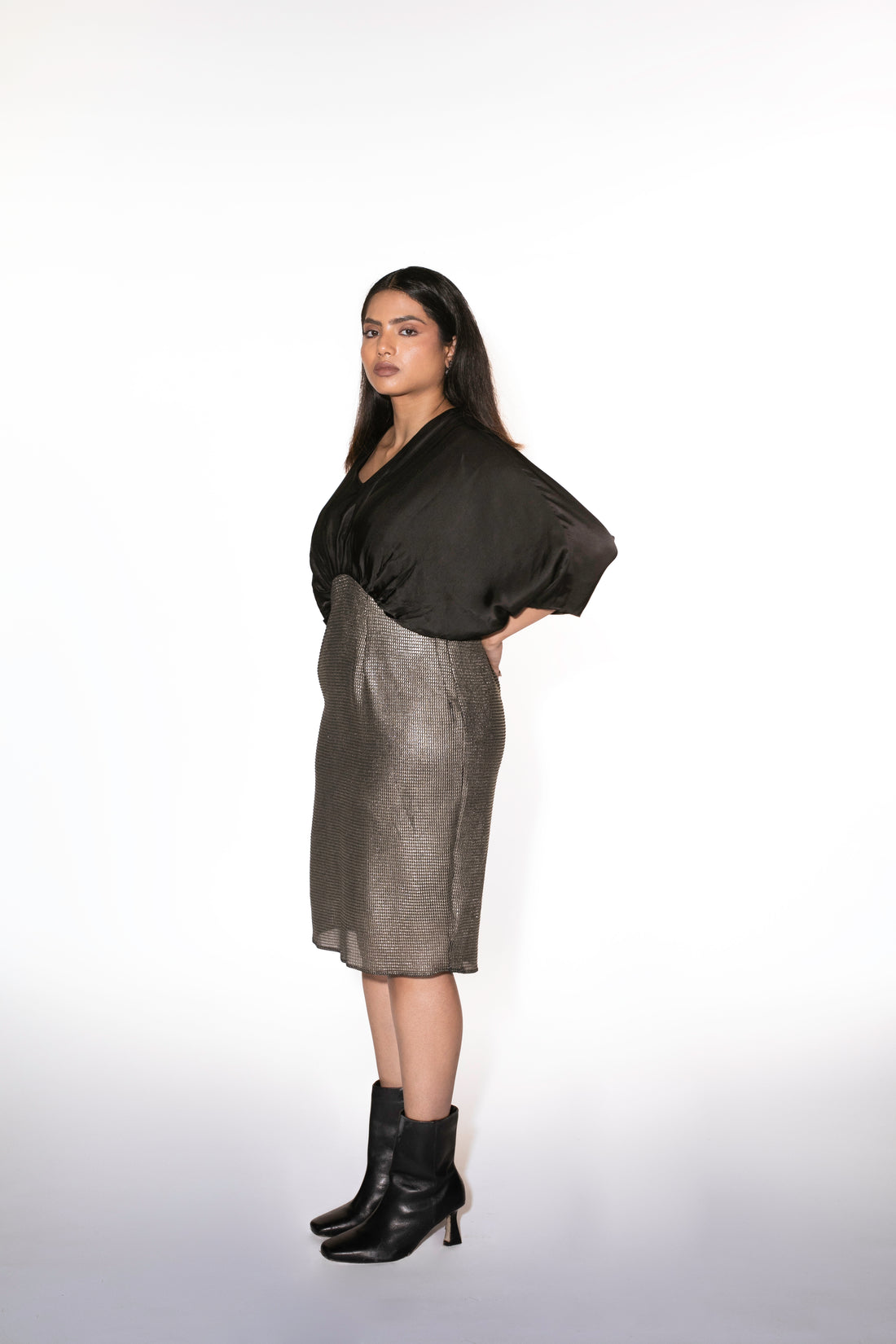 Metallic Gather Dress