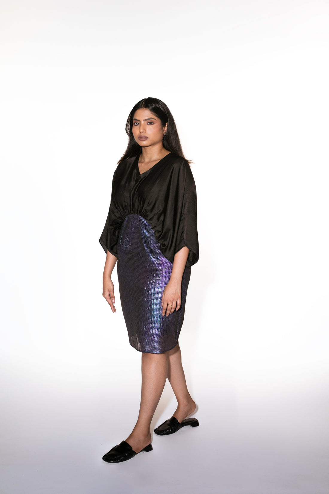 Metallic Gather Dress