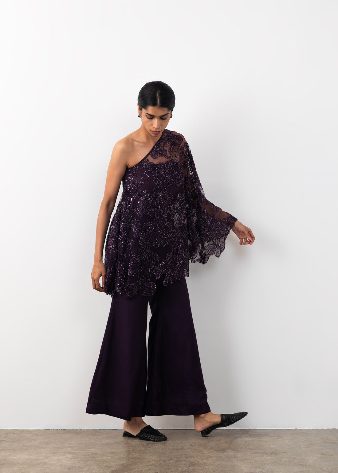 Embroidered One Shoulder Coord