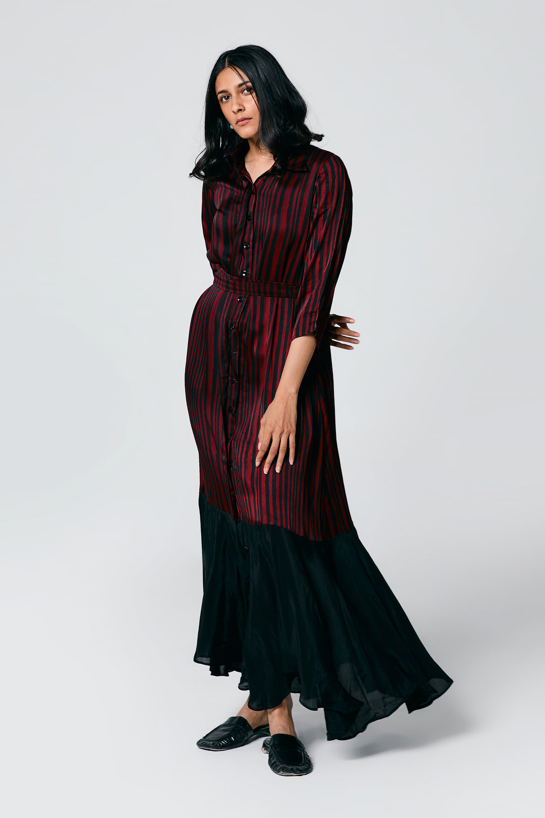 Stripes dress with belt