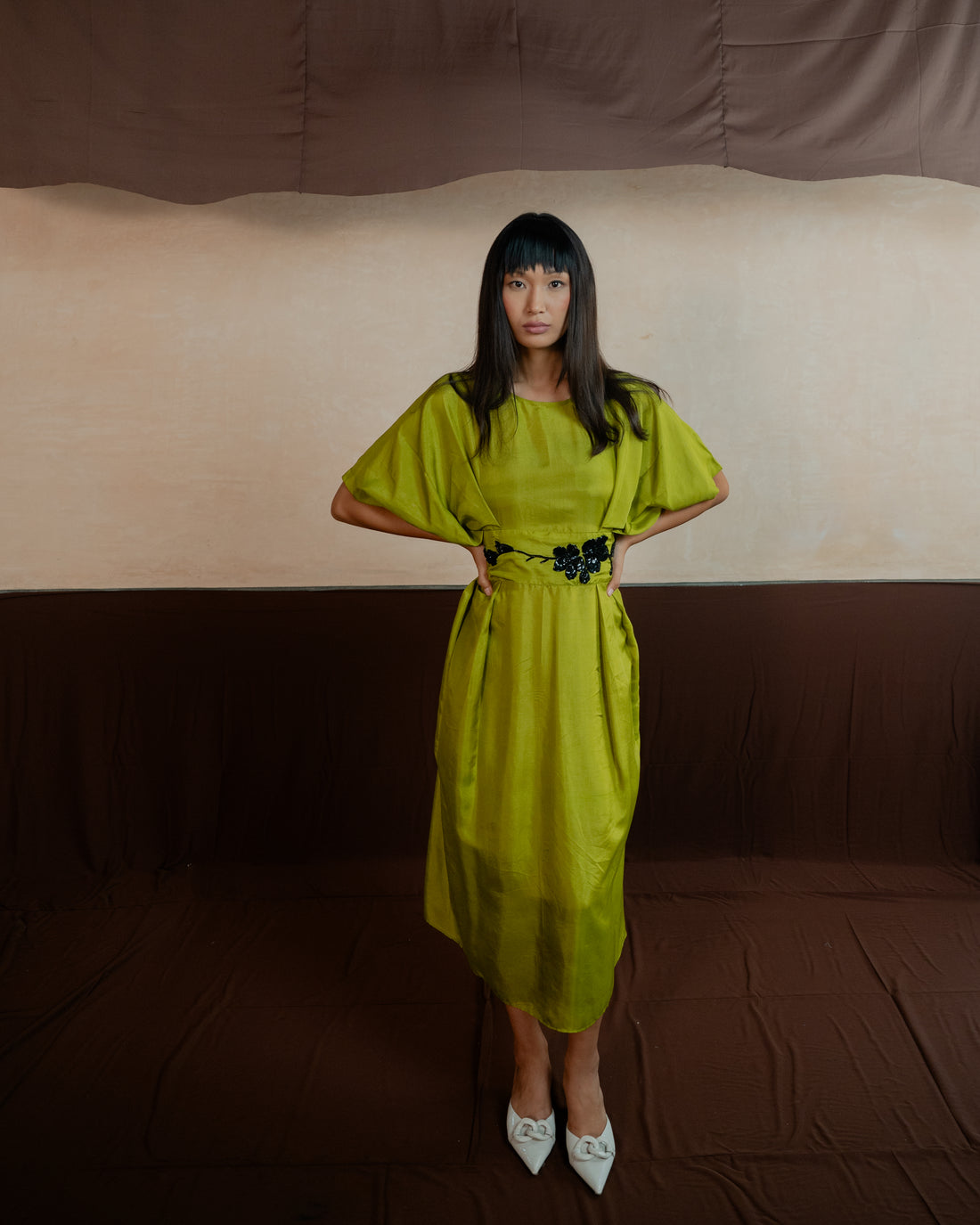 Pleated Dress with Belt