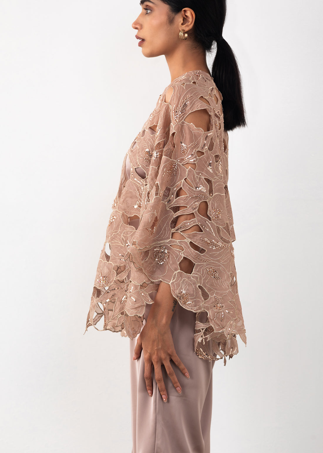 Cutwork One shoulder Coord
