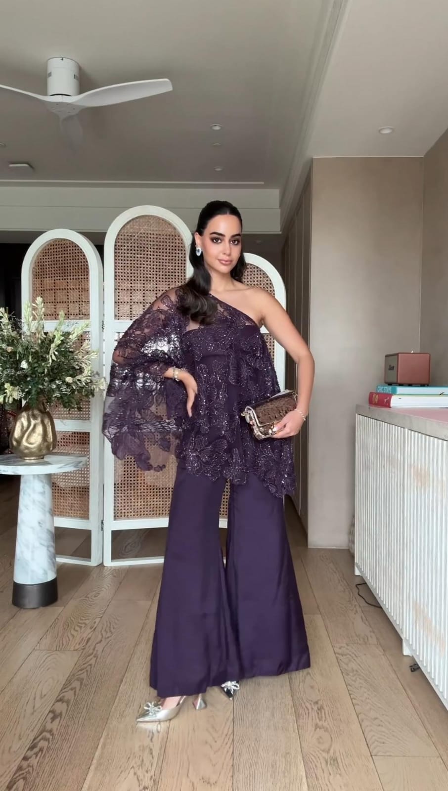 Embroidered One Shoulder Coord